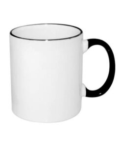 Tasse 330ml, A+, schwarzer Grif und Rand, für die Sublimation