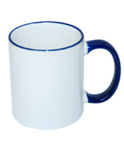 Tasse 330ml, A+, dunkelblauer Griff und Rand, für die Sublimation