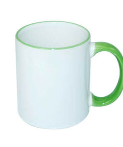 Tasse 330ml, A+, hellgrüner Griff und Rand, für die Sublimation