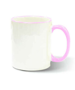 Tasse 330ml, A+, rosa Griff und Rand, für die Sublimation