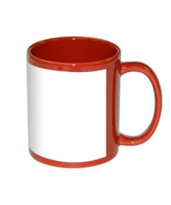 Tasse 330ml, A+, Rot, mit weißem bedruckbaren Fenster, für die Sublimation