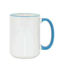 Tasse 450ml MAX, A+, hellblauer Griff und Rand, für die Sublimation