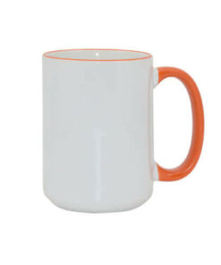 Tasse 450ml MAX, A+, orangener Griff und Rand, für die Sublimation