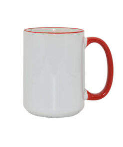 Tasse 450ml MAX, A+, roter Griff und Rand, für die Sublimation