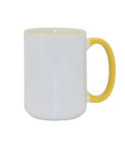 Tasse 450ml MAX, A+, gelber Griff und Rand, für die Sublimation