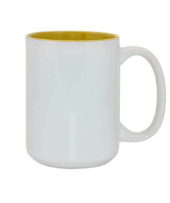 Tasse 450ml, A+, gelbe Innenseite, für die Sublimation