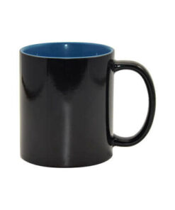 Zaubertasse 330ml, Schwarz mit dunkelblauer Innenseite, für die Sublimation