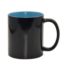 Zaubertasse 330ml, Schwarz mit hellblauer Innenseite, für die Sublimation