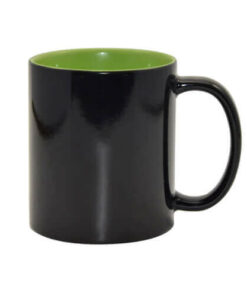 Zaubertasse 330ml, Schwarz mit hellgrüner Innenseite, für die Sublimation