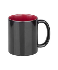 Zaubertasse 330ml, Schwarz mit bordeauxfarbener Innenseite, für die Sublimation