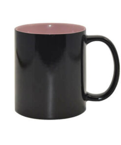 Zaubertasse 330ml, Schwarz mit rosa Innenseite, für die Sublimation