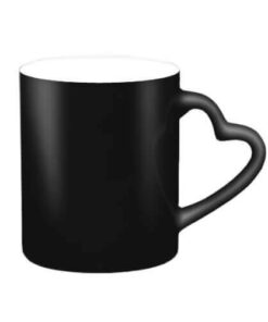 Zaubertasse 330ml, Schwarz, Herzgriff, für die Sublimation