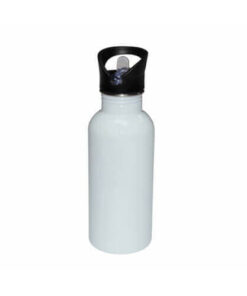 Fahrradflasche, Weiß, mit Mundstück und Halm, 600 ml, für den Sublimationsdruck