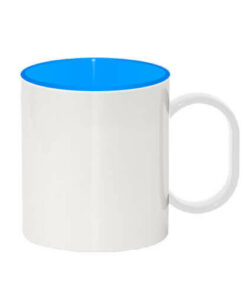 Tasse 330ml, Kunststoff, hellblaue Innenseite, für die Sublimation