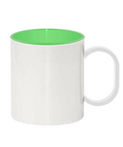 Tasse 330ml, Kunststoff, hellgrüne Innenseite, für die Sublimation