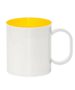 Tasse 330ml, Kunststoff, gelbe Innenseite, für die Sublimation