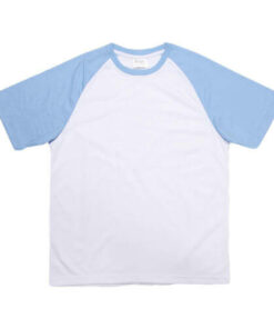 T-Shirt, Herren, JS-Apparel, Weiß mit hellblauen Ärmeln, für den Sublimationsdruck