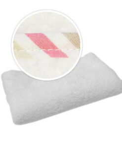 Kinderdecke, Weiß mit Besatz, rosa und graue Streifen,  für den Sublimationsdruck