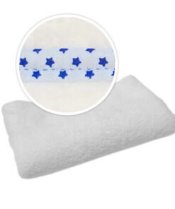 Kinderdecke, Weiß mit Besatz, blaue Sterne,  für den Sublimationsdruck