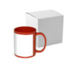 Tasse 330ml, A+, Rot, mit weißem bedruckbaren Fenster und Box, für die Sublimation