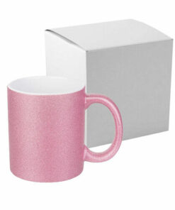 Tasse, mit Brokat, Rosa, mit einzelner Box für die Sublimation