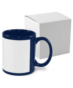 Tasse 330ml, A+, Dunkelblau, mit weißem bedruckbaren Fenster und Box, für die Sublimation