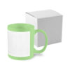 Tasse 330ml, A+, Grün, mit weißem bedruckbaren Fenster und Box, für die Sublimation