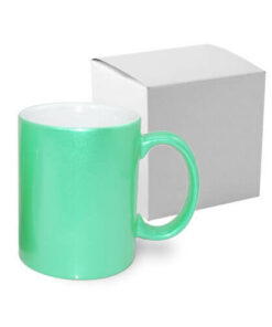 Tasse 330ml, Hellgrün, Alu-Effekt, mit Box, für die Sublimation