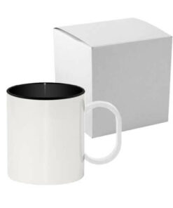 Tasse 330ml, Kunststoff, schwarze Innenseite, mit Box, für die Sublimation