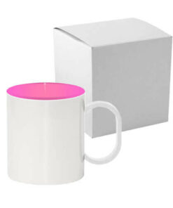 Tasse 330ml, Kunststoff, rosa Innenseite, mit Box, für die Sublimation