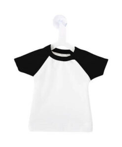 Mini-T-Shirt, Aufhänger mit Saugnapf, Schwarz, für den Sublimationsdruck
