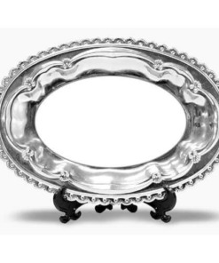 Teller 24,5 x 17 cm, Ellipse, Metall, mit Standfuß, für den Sublimationsdruck