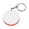 Schlüsselanhänger, Rund, 39 mm, Kunststoff, Weiß mit rotem Rand, für den Sublimationsdruck