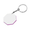 Schlüsselanhänger, Achteck, 43 mm, Kunststoff, Weiß mit violettem Rand, für den Sublimationsdruck