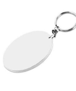 Schlüsselanhänger, Oval, 66 x 48 mm, Kunststoff, Weiß, für den Sublimationsdruck