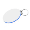 Schlüsselanhänger, Oval, 80 x 55 mm, Kunststoff, Weiß mit blauem Rand, für den Sublimationsdruck