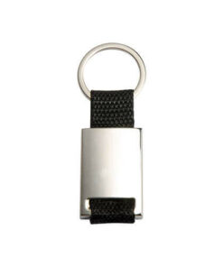 Schlüsselanhänger, Metall mit Gurtband, Schwarz, für den Sublimationsdruck
