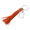 Schlüsselanhänger, Metall, Quadrat mit Franzen aus Kunstleder, Orange, für den Sublimationsdruck
